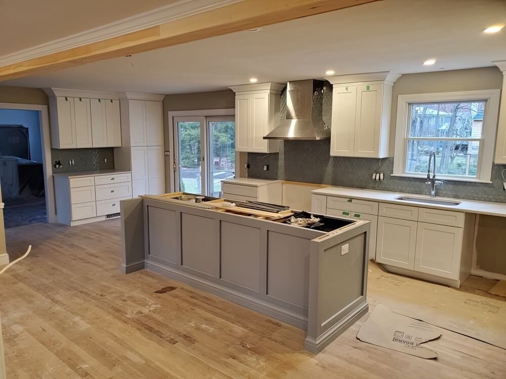Cabinet installation crew at work in a Palm Beach County kitchen