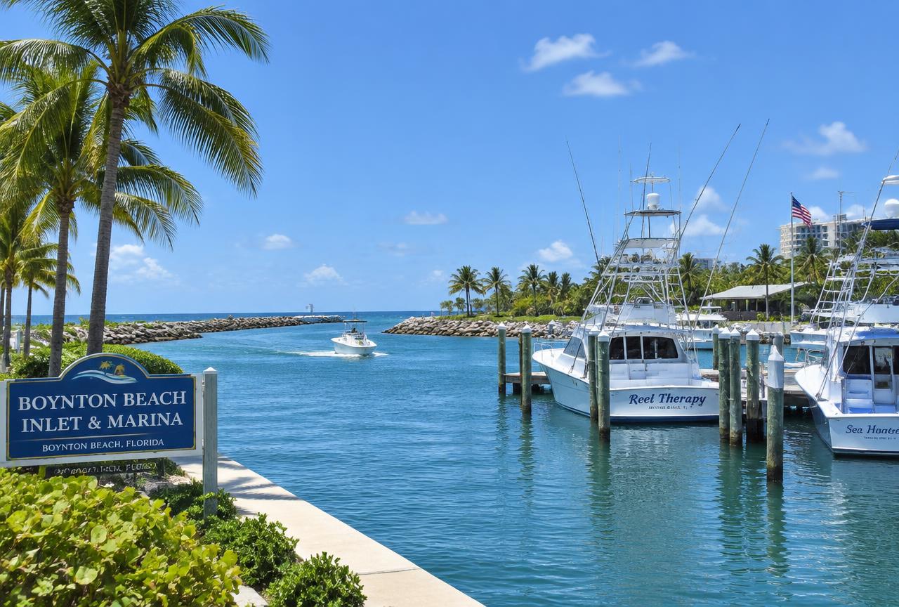 The Boynton Inlet marina in Boynton Beach, FL, where Universal Factory Direct installs outdoor cabinets