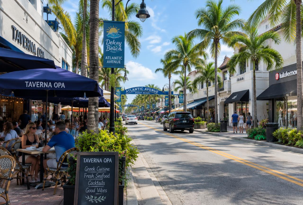 Atlantic Avenue in Delray Beach, FL, where Universal Factory Direct installs outdoor cabinets