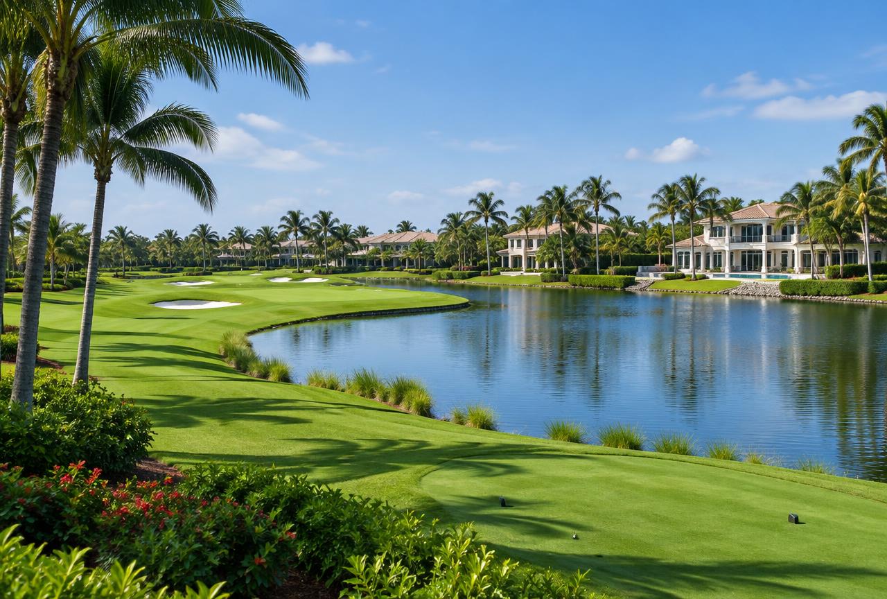 A lakeside golf community in Palm Beach Gardens, FL, where Universal Factory Direct installs kitchen cabinets