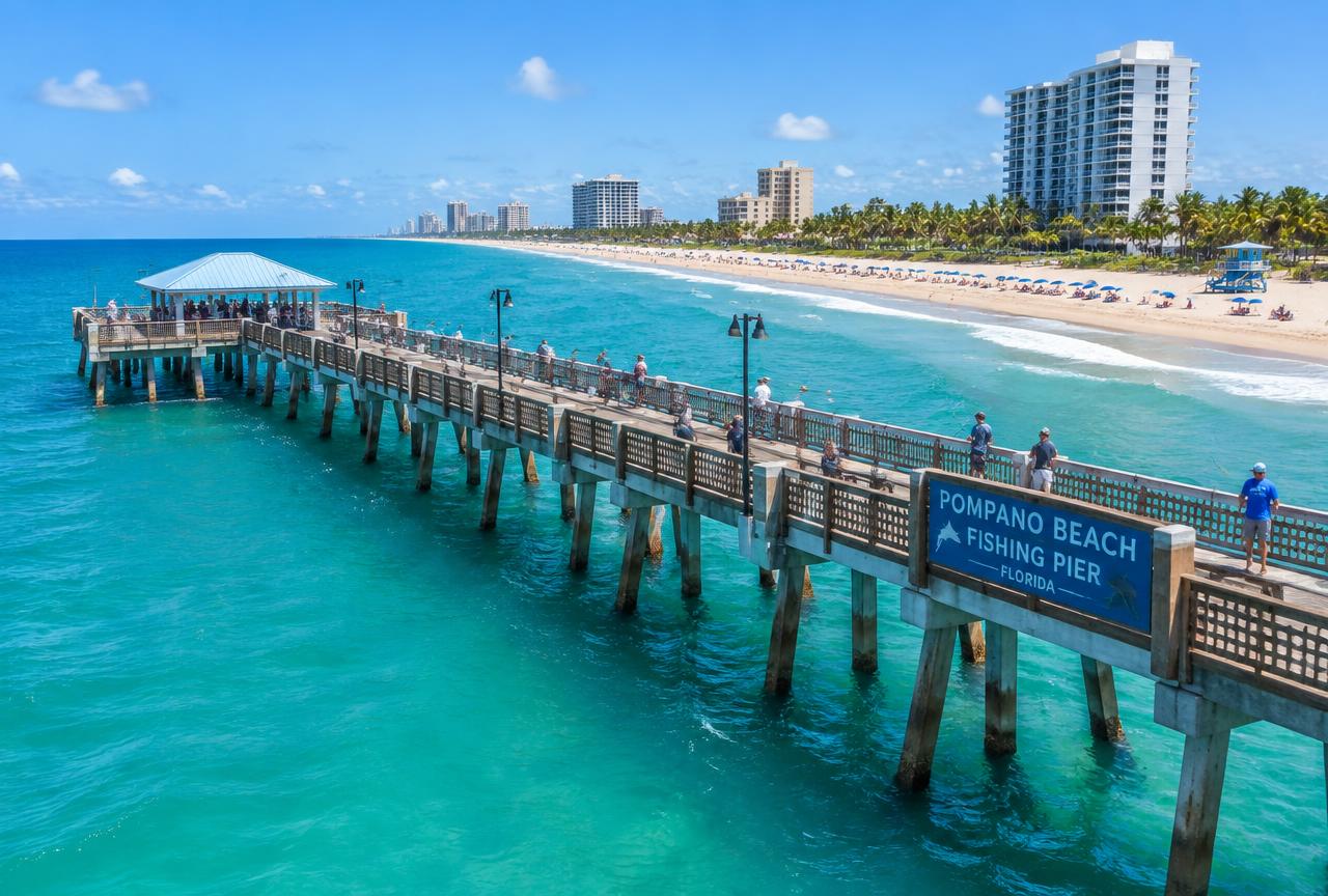 The Pompano Beach Fishing Pier in Pompano Beach, FL, where Universal Factory Direct installs kitchen cabinets